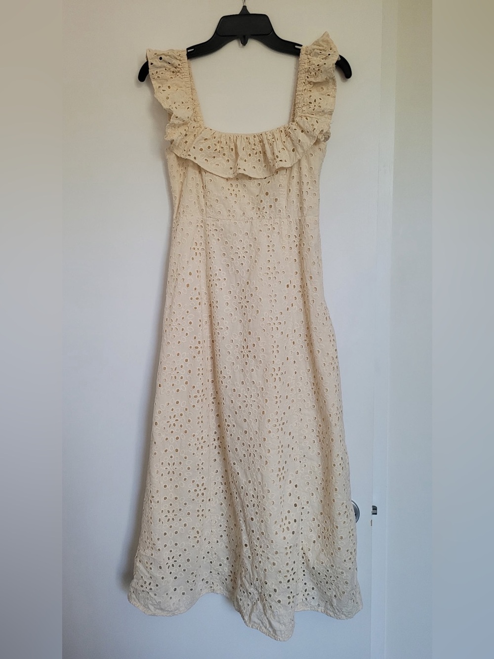 Rylee + Cru Cream Eyelet Ruffle Square-Neck Dress